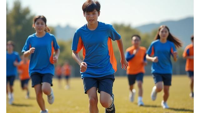 활기찬 청소년들이 스포츠 훈련을 하는 모습