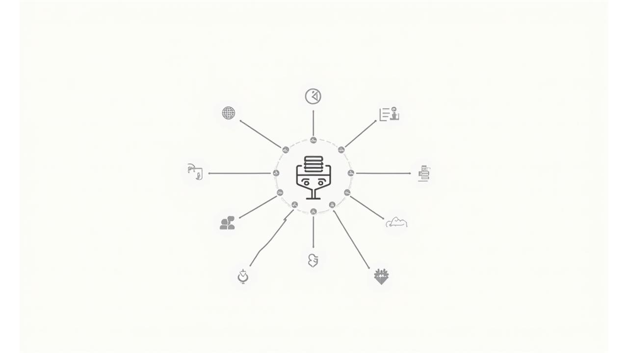 다양한 헬스 앱, SNS, 의료 시스템 등이 상호 연결된 통합 생태계 다이어그램